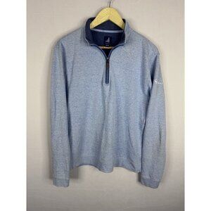 Johnnie-O Mens Medium Heather Blue 1/4 Zip Pullover Sweatshirt Casual Surf